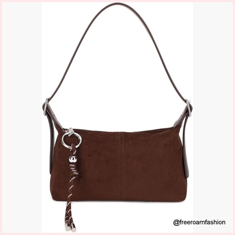 Small Vegan Suede Crossbody Shoulder Bag with Adjustable Straps